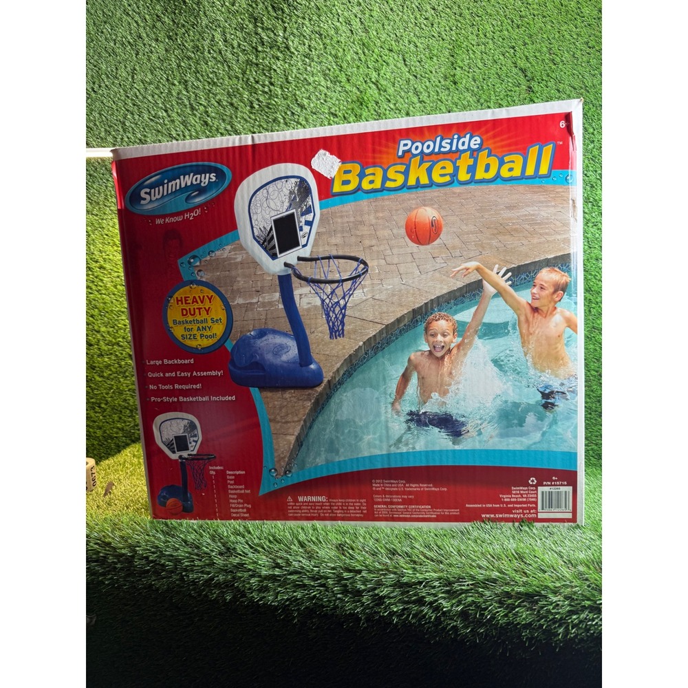 SwimWays Poolside Basketball Set Heavy Duty Blue White 15715 New
